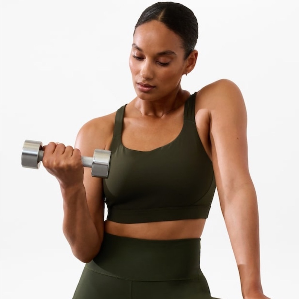 NWT Athleta Train Free Aspen Olive Bra Size Small Best for D-DD Cups